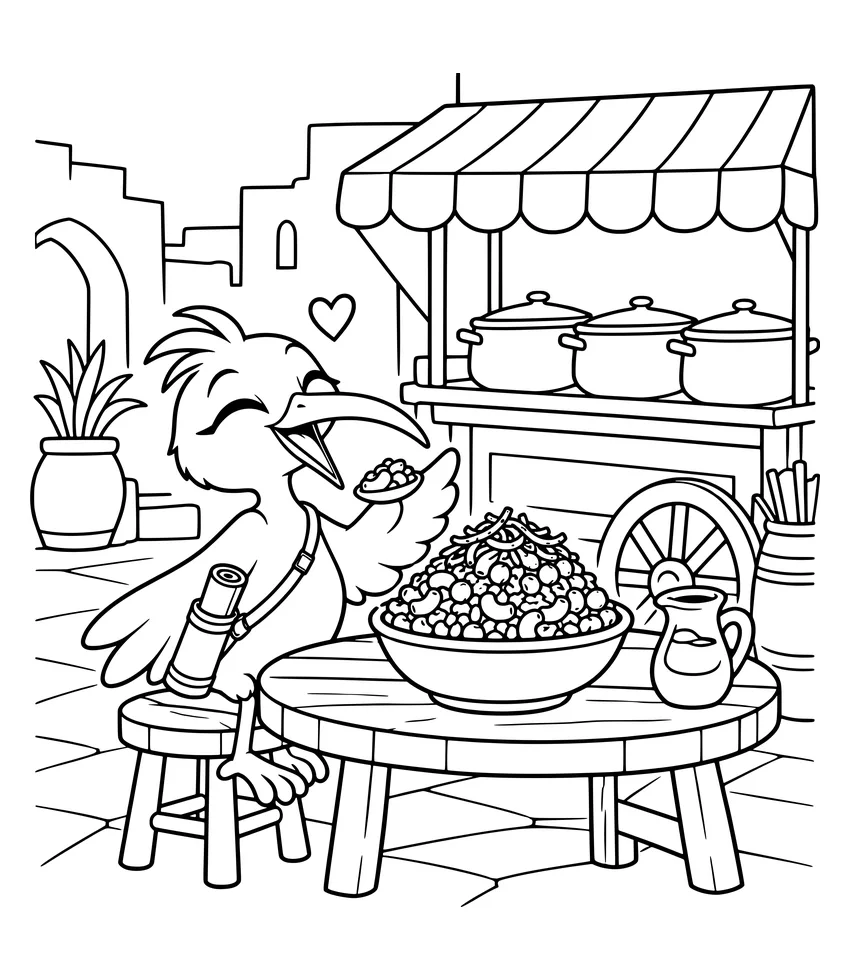 A Bowl of Koshari coloring page