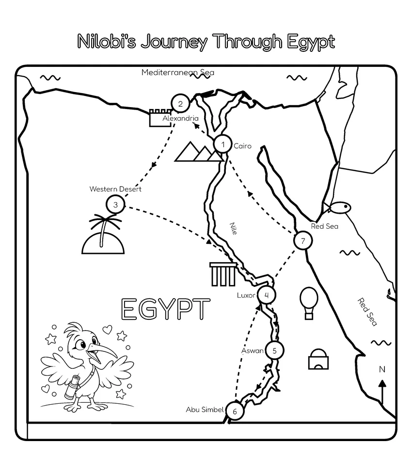 Nilobi's Journey Map coloring page